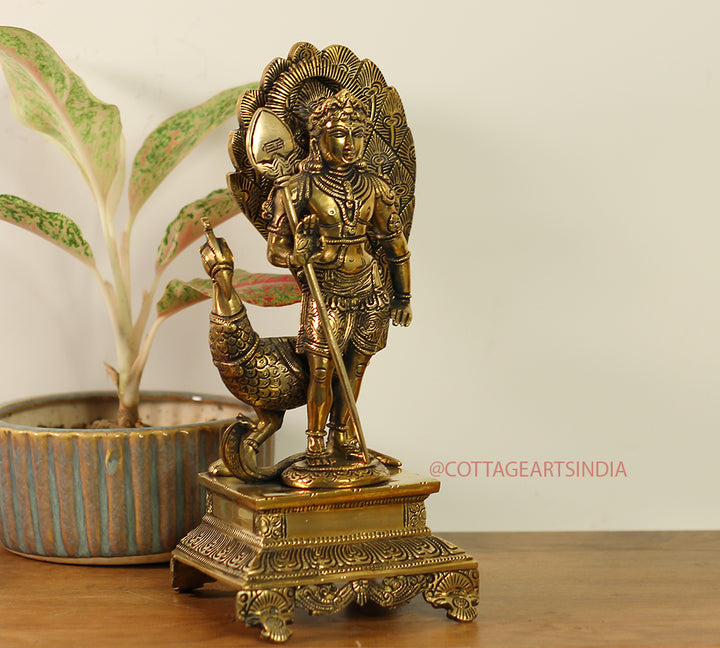 Brass Idol of Lord Murugan Statue 12"