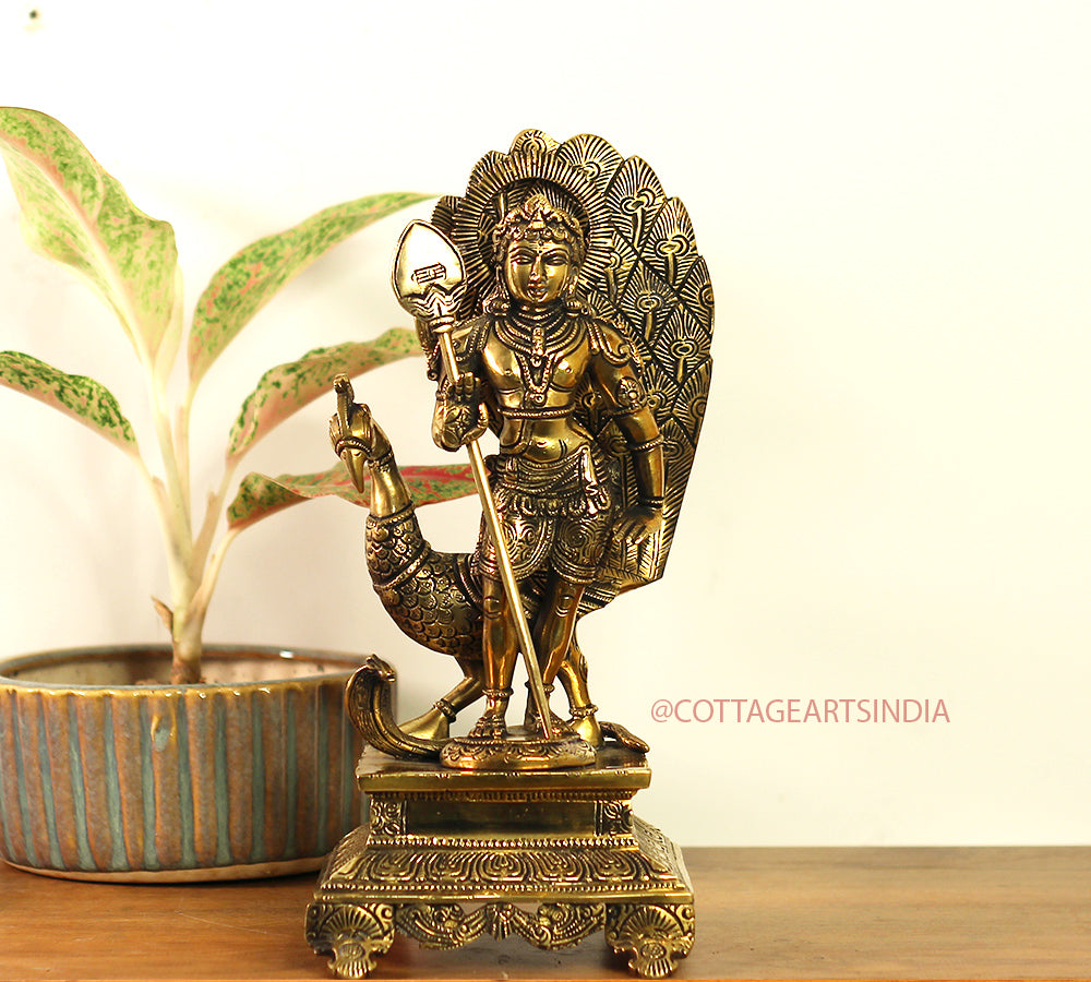 Brass Idol of Lord Murugan Statue 12"