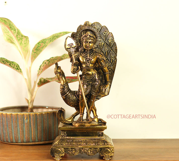 Brass Idol of Lord Murugan Statue 12"