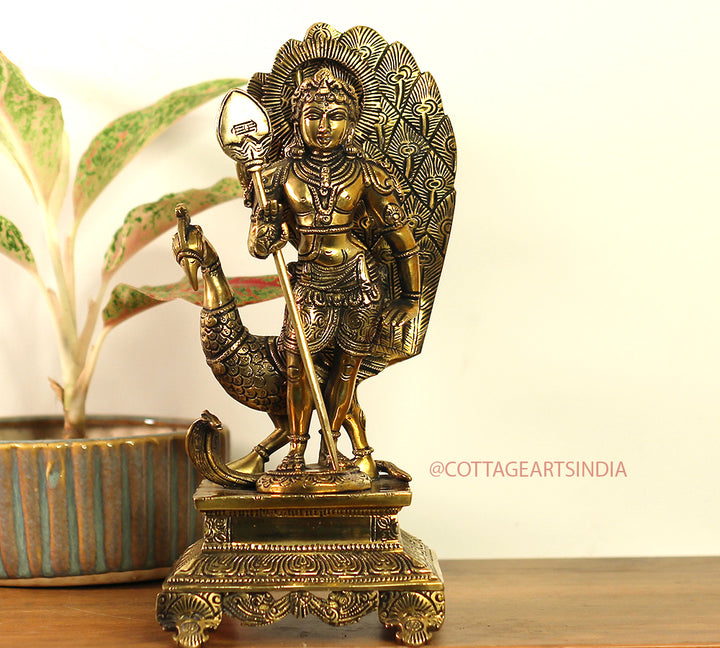 Brass Idol of Lord Murugan Statue 12"
