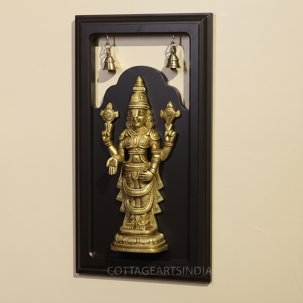 Brass Lord Balaji Wall Hanging with Temple Bells