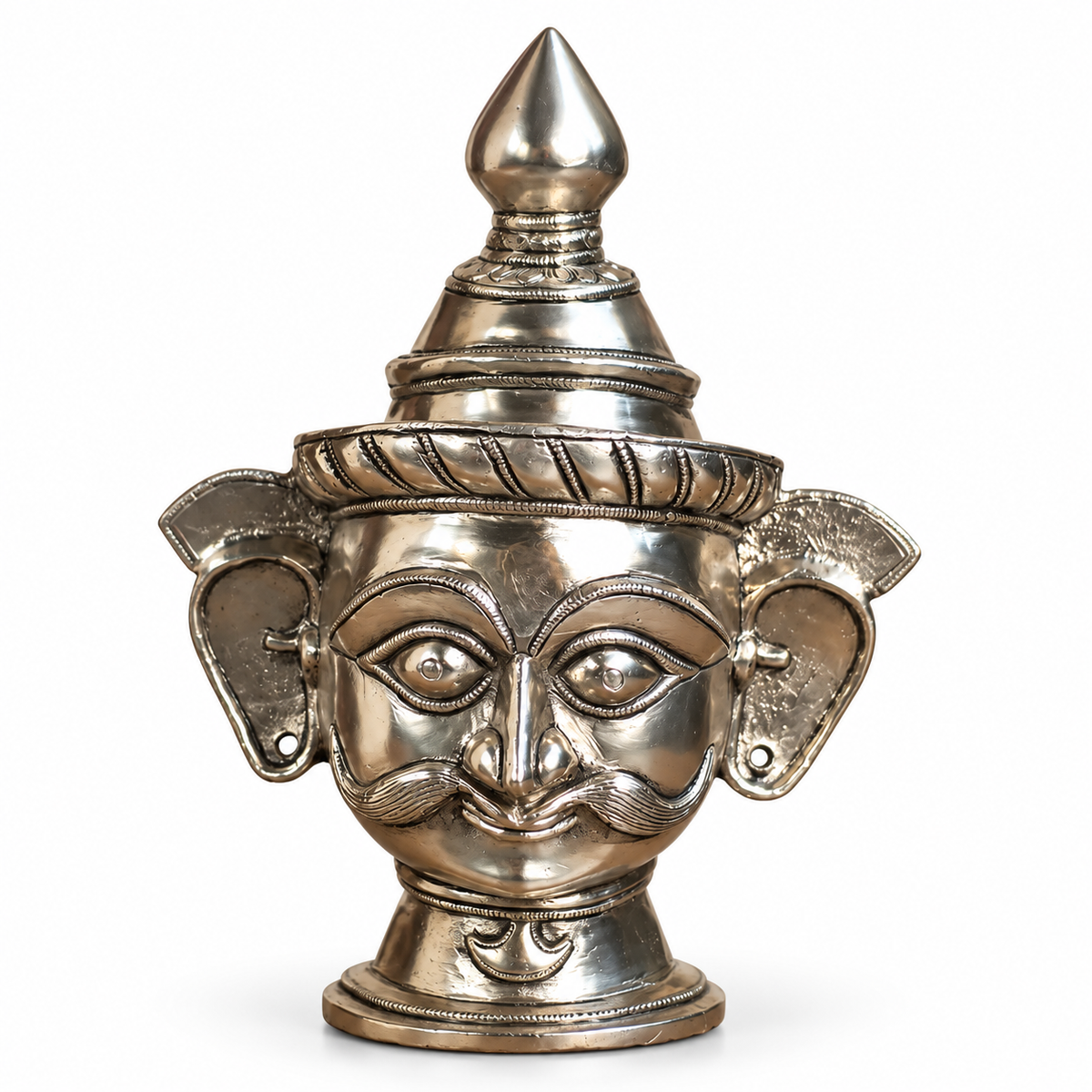 Brass Shiva Mukhlingam Idol -Silver Finished