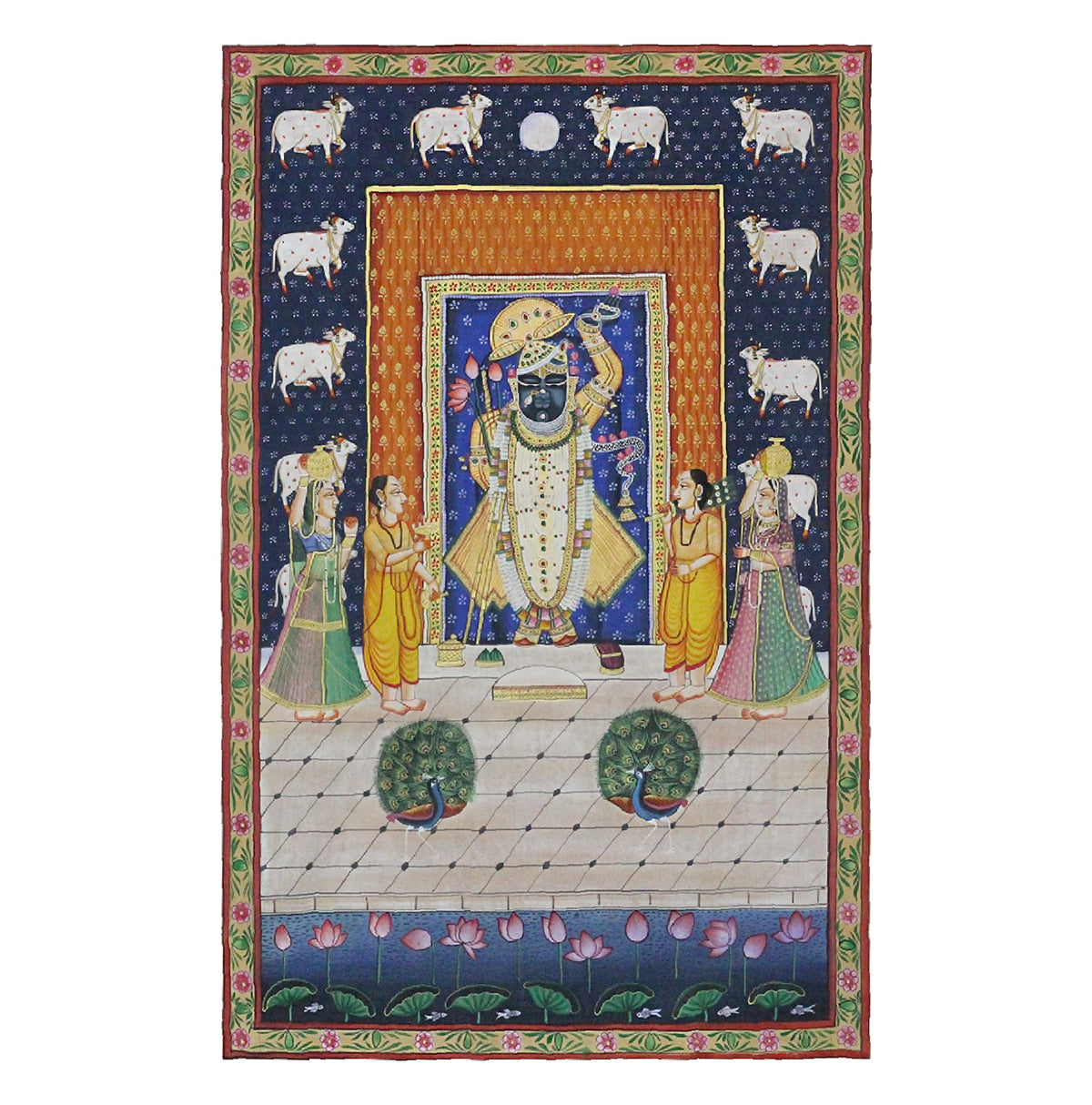 Hand-Painted Shrinathji Temple Pichwai Painting | Traditional Nathdwara Art