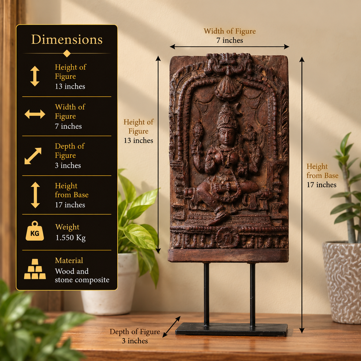 Vintage Wood /Stone Laxmi