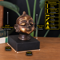 Brass Gauri Head Antique Finish on Wooden Stand