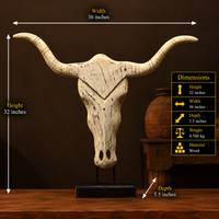 Wooden Longhorn Mask Rustic White