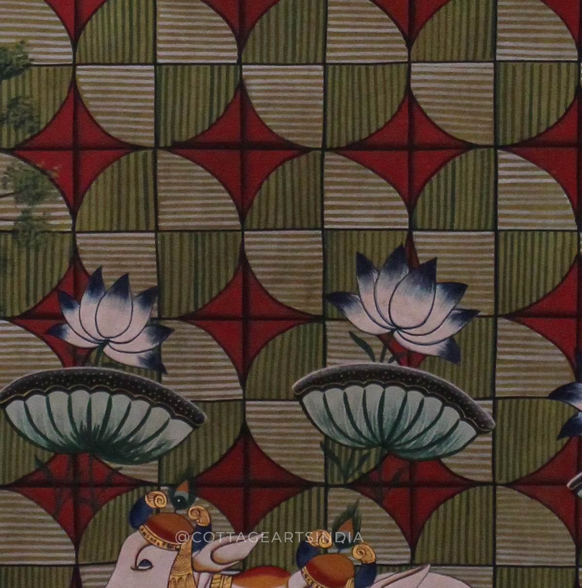 Pichwai Paintng Cow Lotus