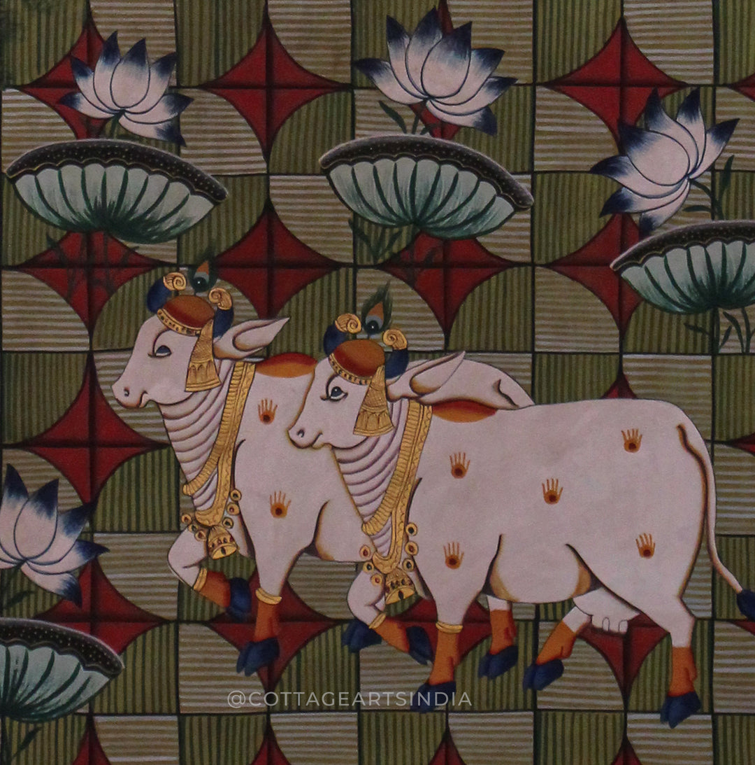 Pichwai Paintng Cow Lotus