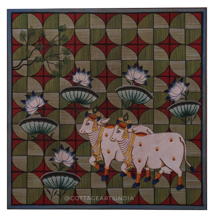 Pichwai Paintng Cow Lotus