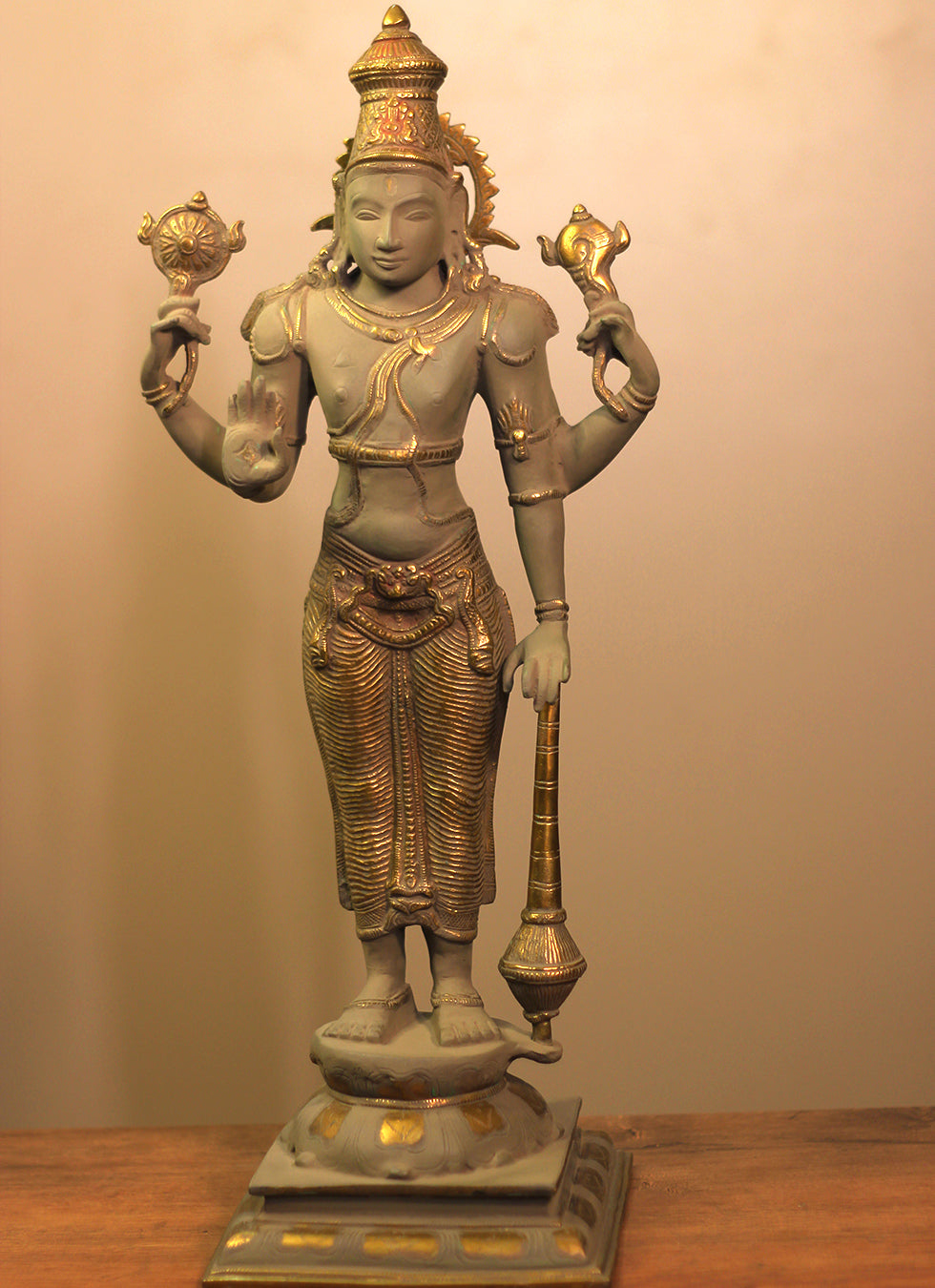 Brass Vishnu Rustic  Finish 21"