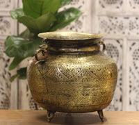 Brass Vintage Carved Planter