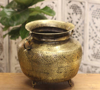 Brass Vintage Carved Planter