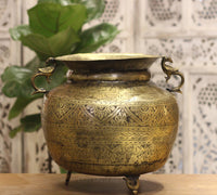 Brass Vintage Carved Planter