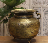 Brass Vintage Carved Planter