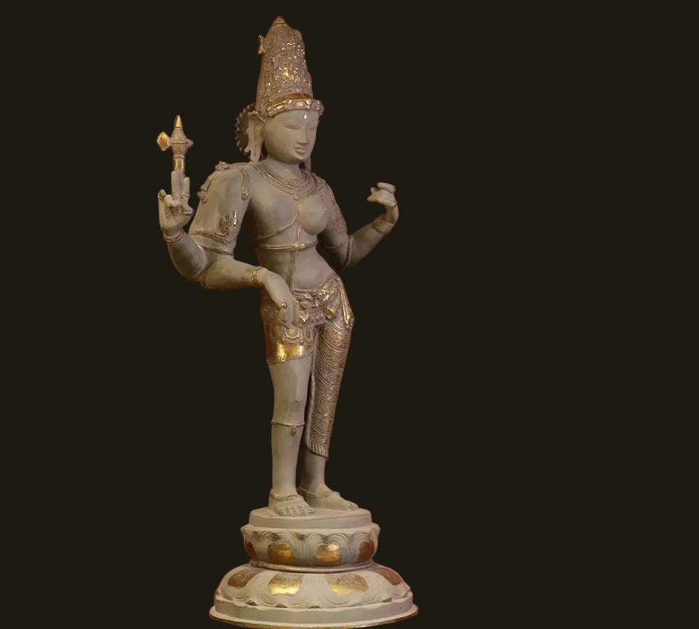 Brass Ardhanarishvara Rustic With Gold Finish 27"