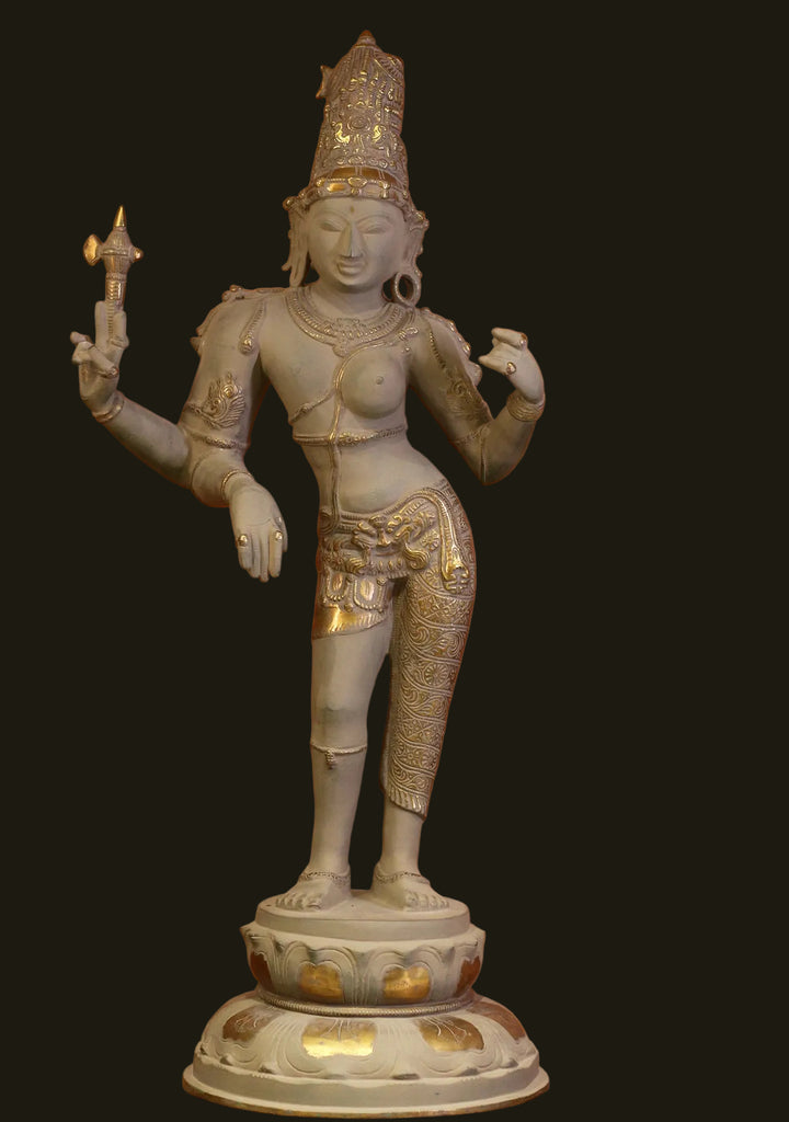 Brass Ardhanarishvara Rustic With Gold Finish 27"