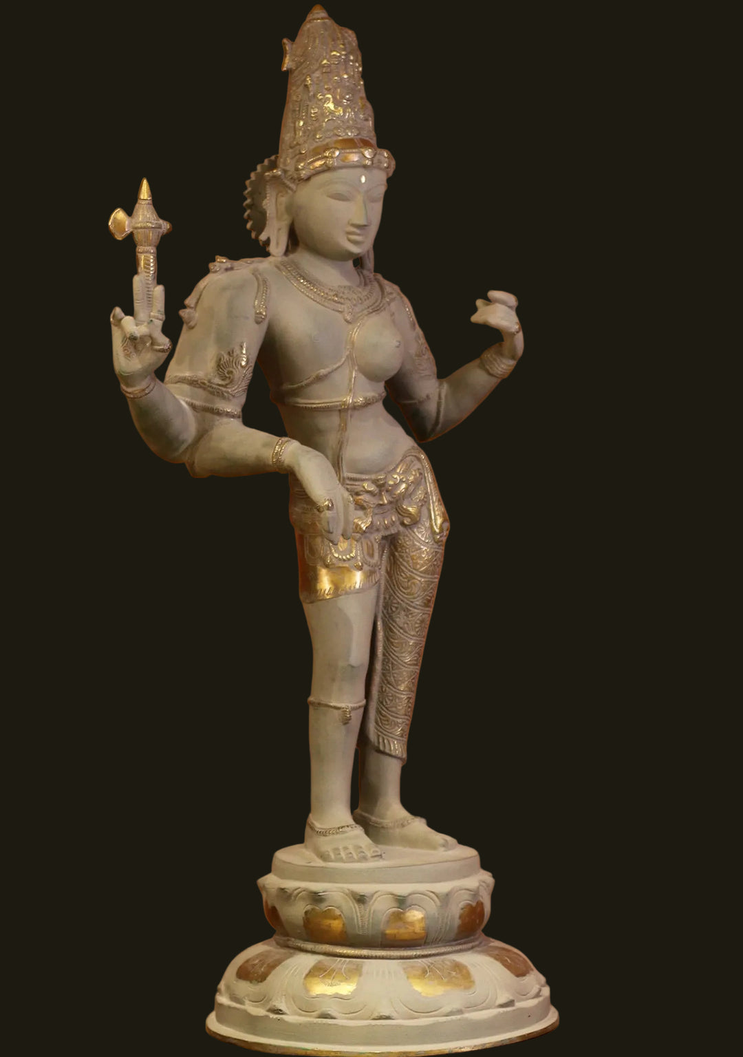 Brass Ardhanarishvara Rustic With Gold Finish 27"