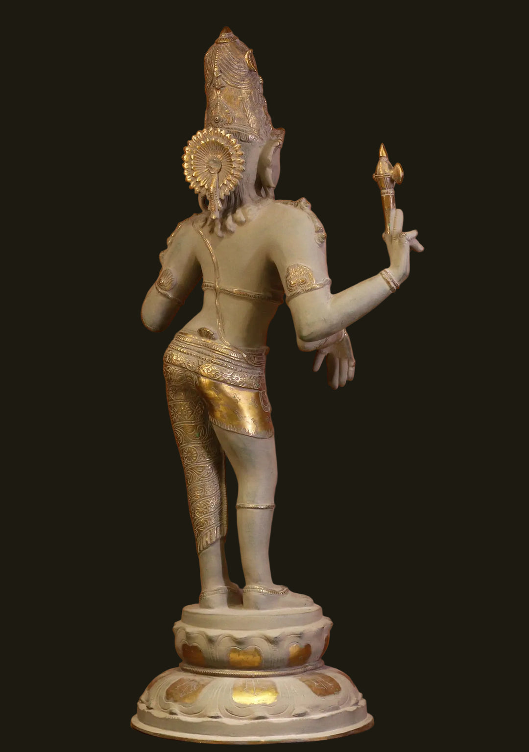 Brass Ardhanarishvara Rustic With Gold Finish 27"