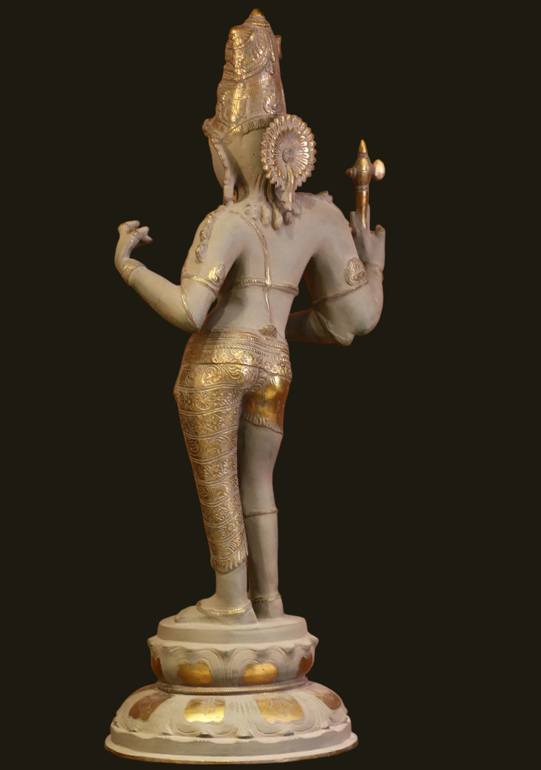 Brass Ardhanarishvara Rustic With Gold Finish 27"