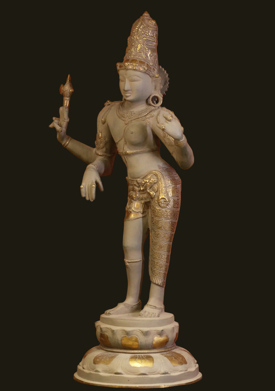 Brass Ardhanarishvara Rustic With Gold Finish 27"