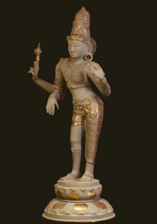 Brass Ardhanarishvara Rustic With Gold Finish 27"