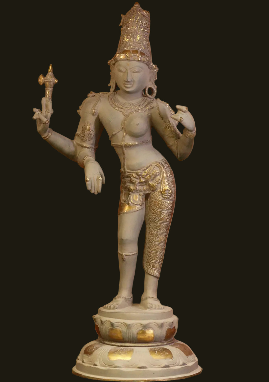 Brass Ardhanarishvara Rustic With Gold Finish 27"