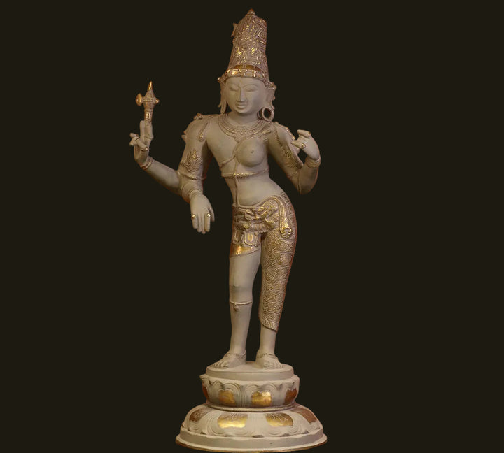 Brass Ardhanarishvara Rustic With Gold Finish 27"