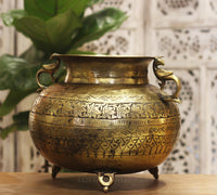 Brass Vintage Carved Planter