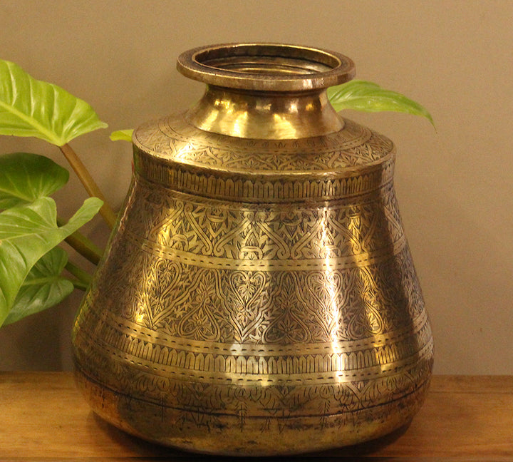 Brass Vintage Carved Planter