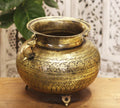 Brass Vintage Carved Planter