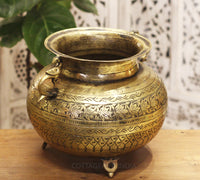 Brass Vintage Carved Planter