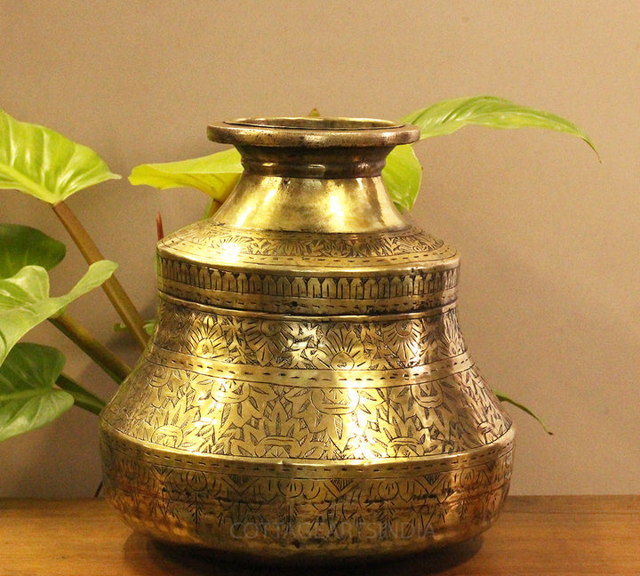 Brass Vintage Carved Planter