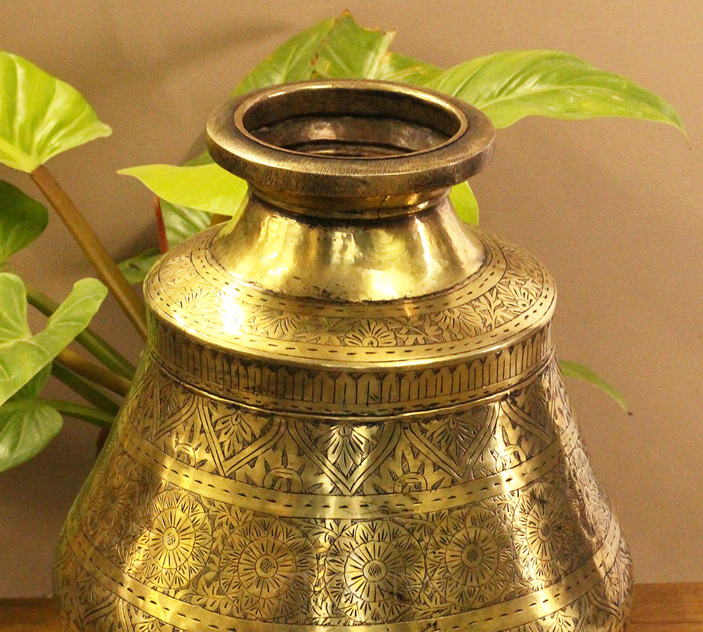 Brass Vintage Carved Planter