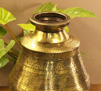 Brass Vintage Carved Planter