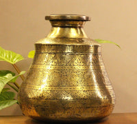 Brass Vintage Carved Planter