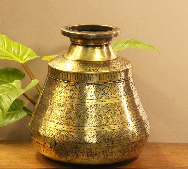 Brass Vintage Carved Planter