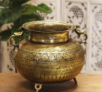 Brass Vintage Carved Planter