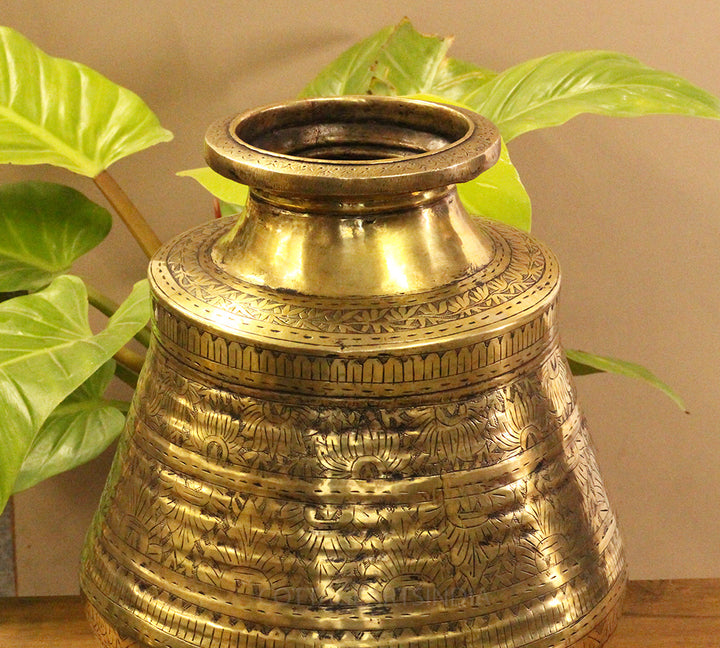 Brass Vintage Carved Planter