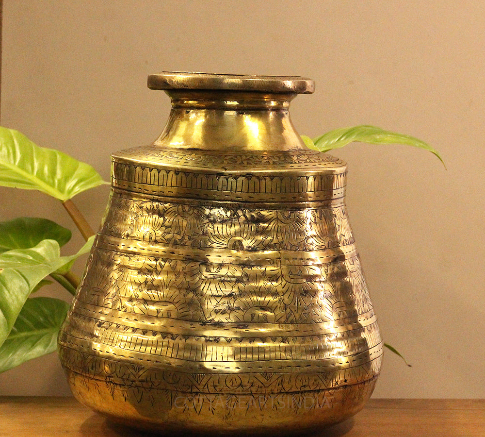 Brass Vintage Carved Planter