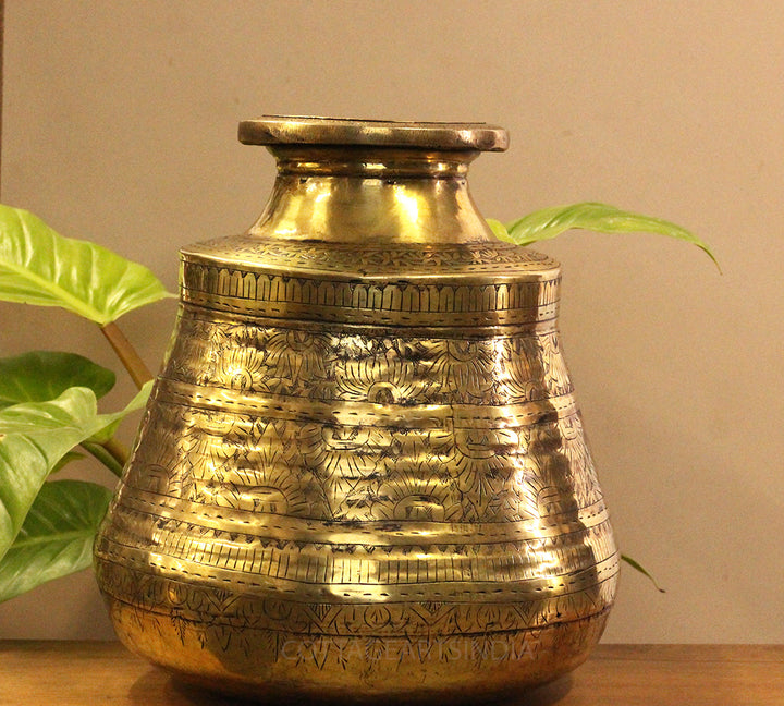 Brass Vintage Carved Planter
