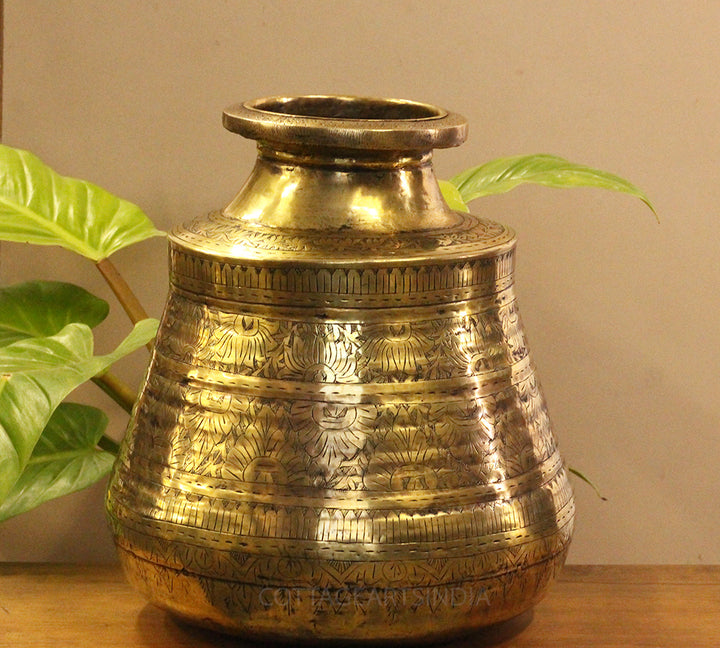 Brass Vintage Carved Planter