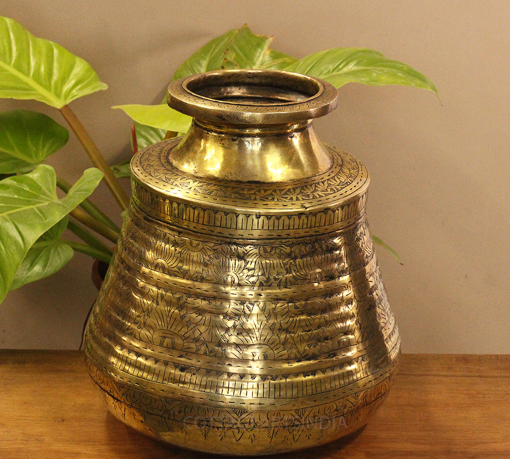 Brass Vintage Carved Planter