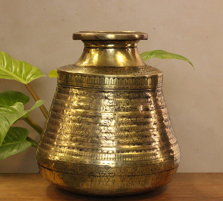 Brass Vintage Carved Planter