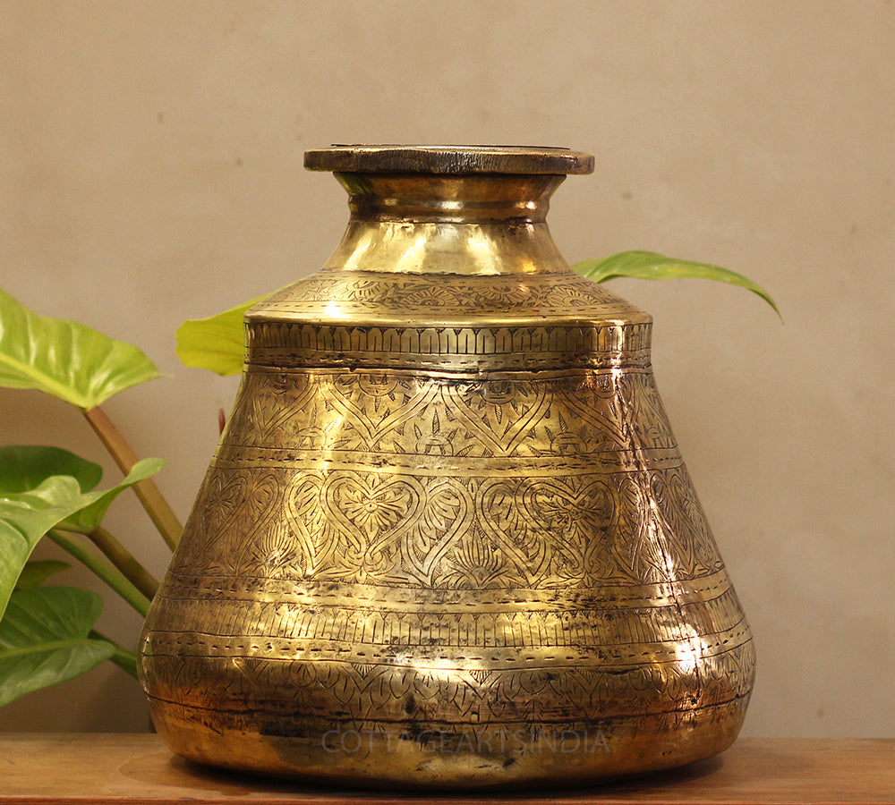 Brass Vintage Carved Planter