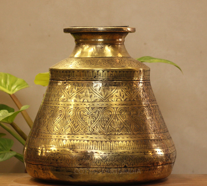 Brass Vintage Carved Planter