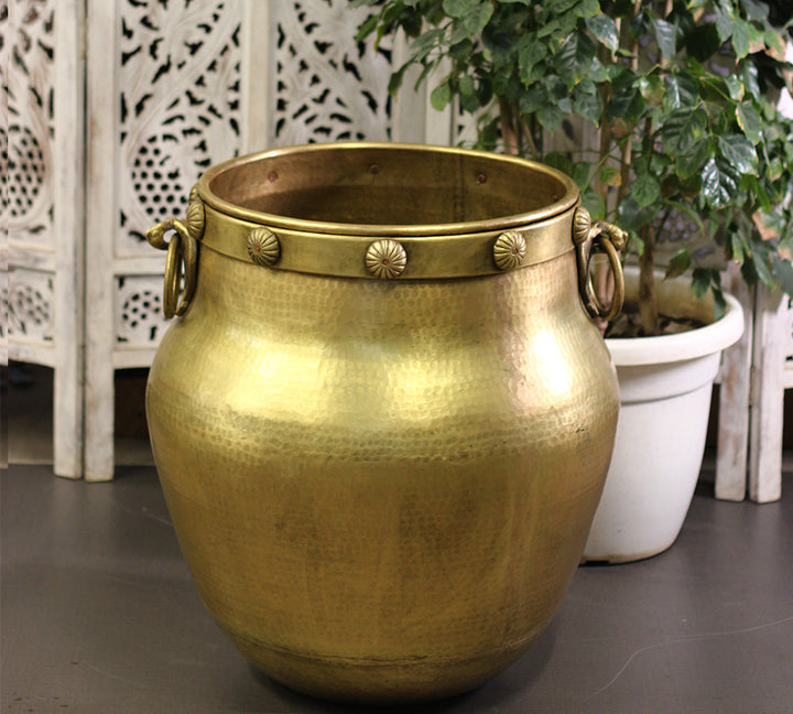 Brass Vintage Carved Planter