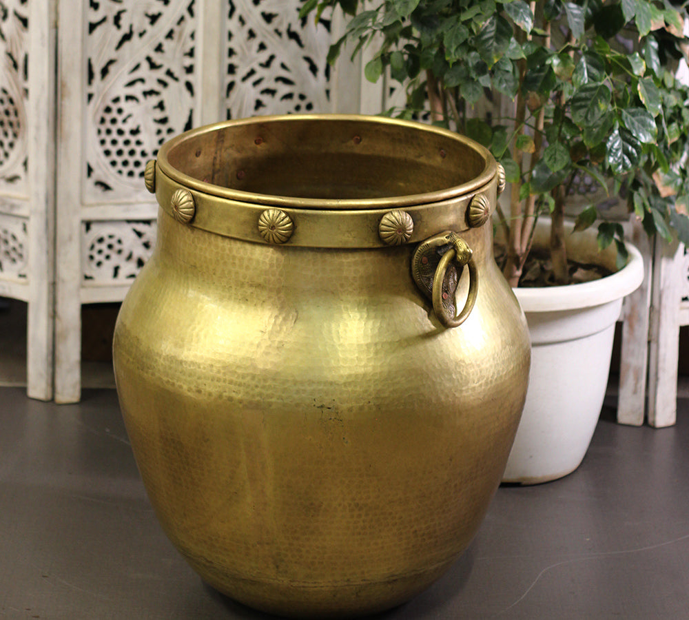 Brass Vintage Carved Planter