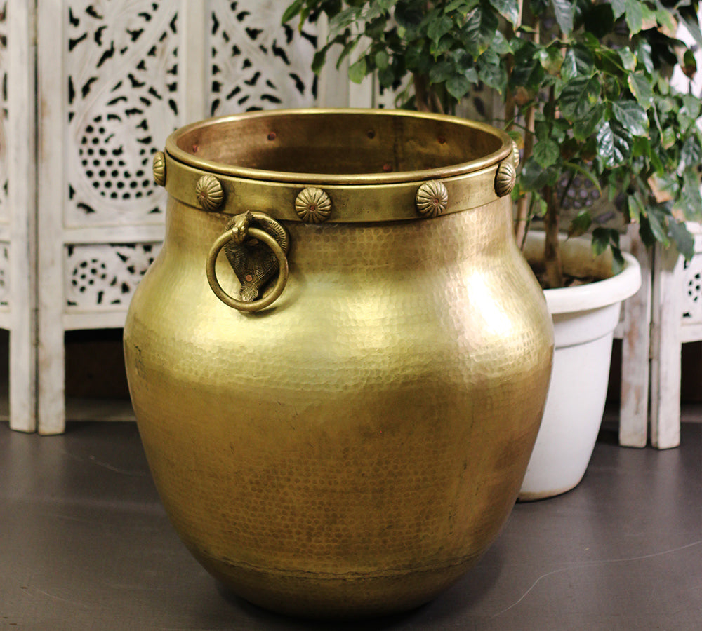 Brass Vintage Carved Planter