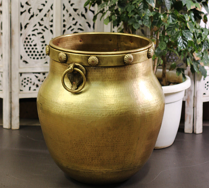 Brass Vintage Carved Planter