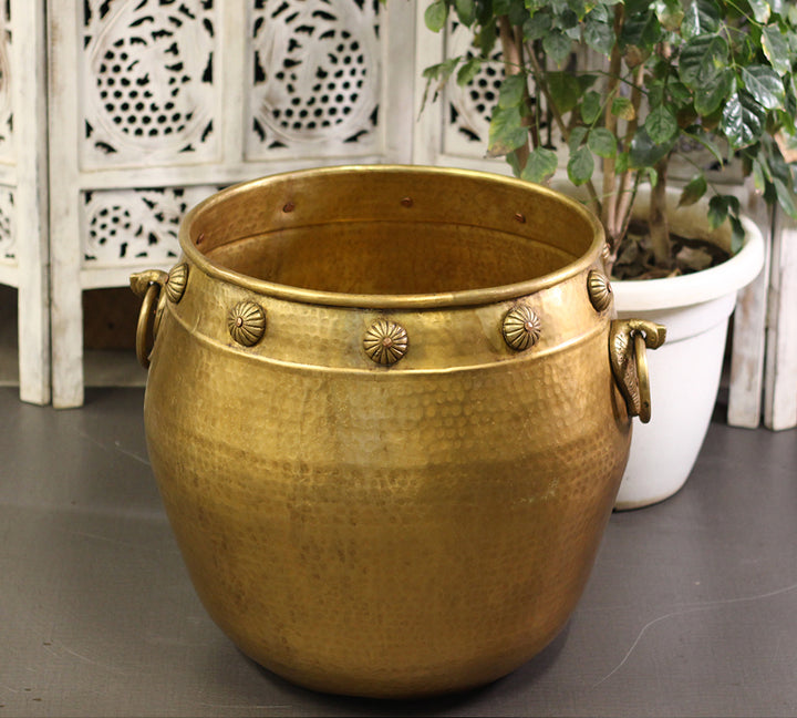 Brass Vintage Carved Planter